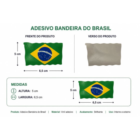 Adesivo Bandeira Brasil com 25 Unidades