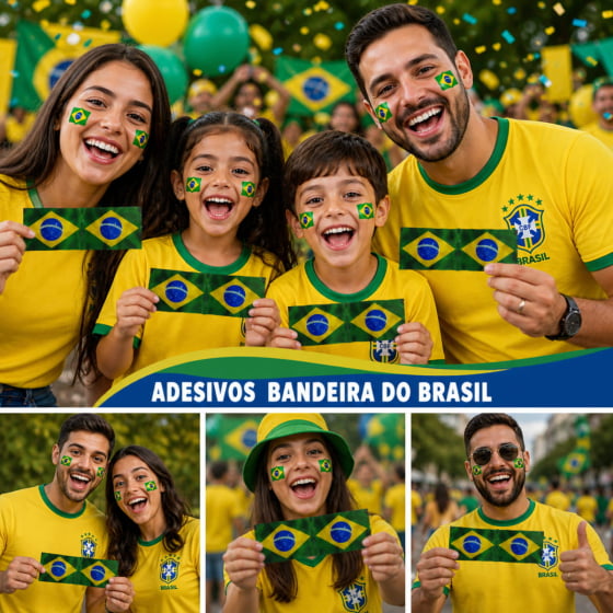 Adesivo Bandeira Brasil com 25 Unidades