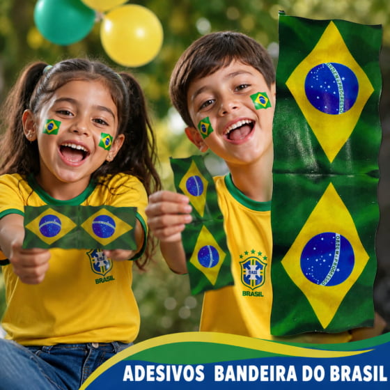 Adesivo Bandeira Brasil - Com 25 Unidades