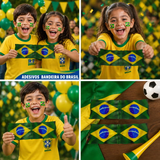 Adesivo Bandeira Brasil com 25 Unidades