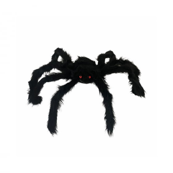 Aranha Peluda Grande 30cm Preta Halloween