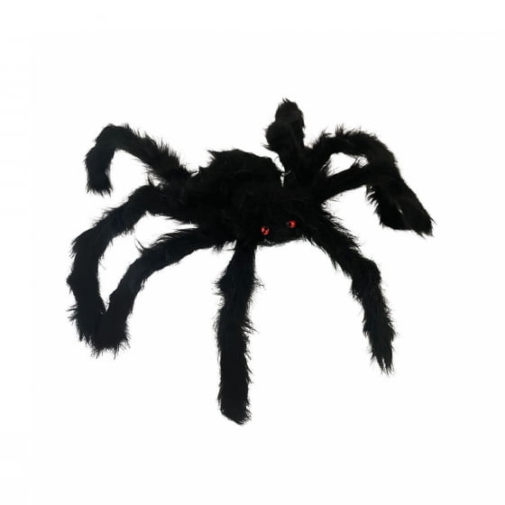 Aranha Peluda Grande 30cm Preta Halloween
