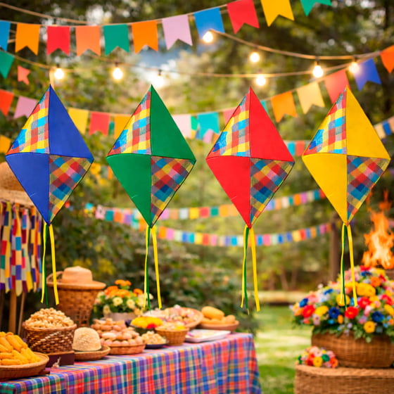 Balão Decorativo Grande Tecido Xadrez Festa Junina São João