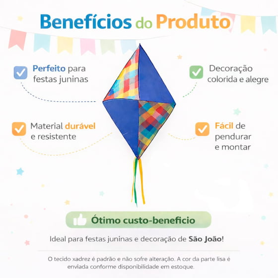 Balão Decorativo Grande Tecido Xadrez Festa Junina São João