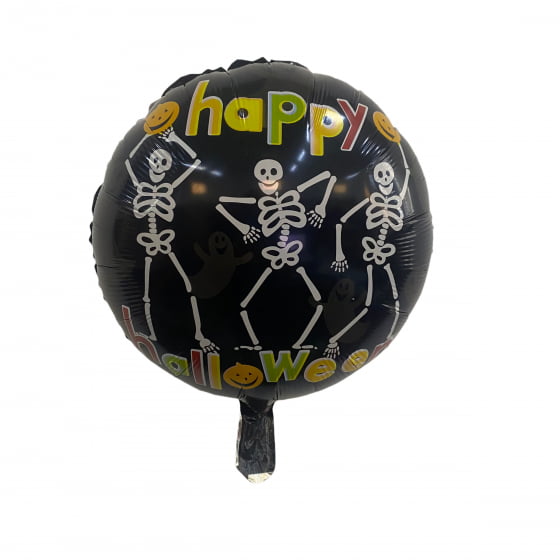 Balão Metalizado Redondo Caveira Halloween