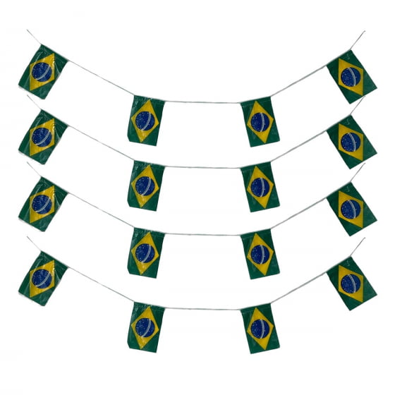 Bandeirinha de Plástico Bandeira do Brasil com 5 metros
