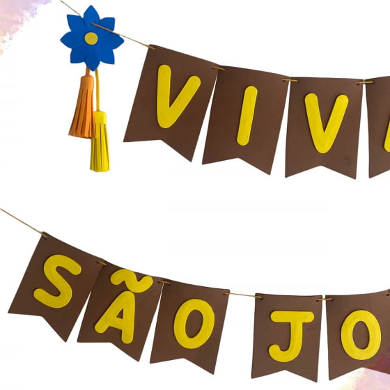 Bandeirinha Decorativa Escrita Viva São João com Flor