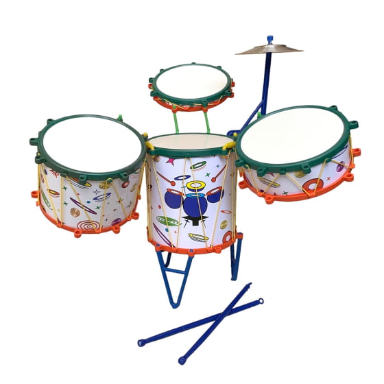 Instrumento Mini Bateria de Brinquedo Infantil 17 Peças