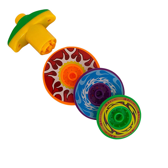 Brinquedo Vortex Pião de Plástico com Lançador e Discos