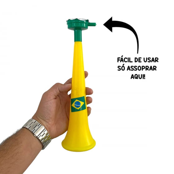 Buzina Corneta Brasil Verde e Amarelo 28cm