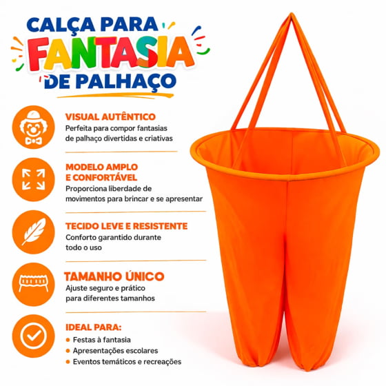 Calça Fantasia Palhaço Pega Bolinhas Adulto ou Infantil