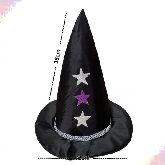 Chapéu de Bruxa Estrela EVA Glitter