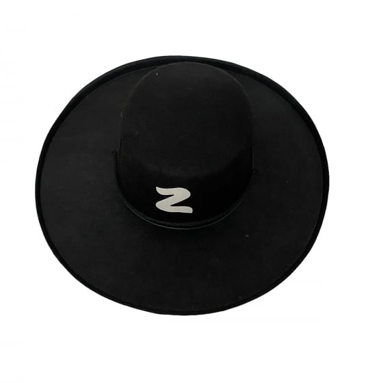 Chapéu Zorro Super Luxo Feltro Preto