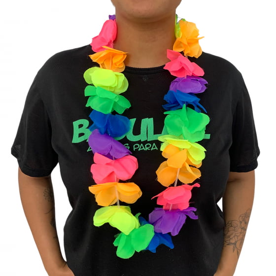 Colar Havaiano Colorido Neon Carnaval Festa Havaiana