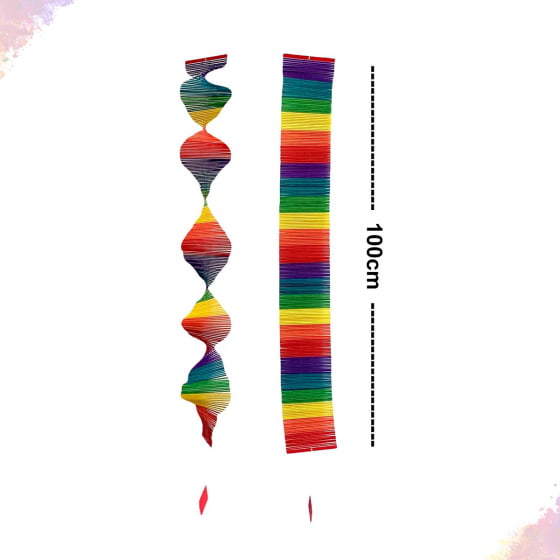 Enfeite de Madeira Espiral Colorido Sino dos Ventos com 100 cm