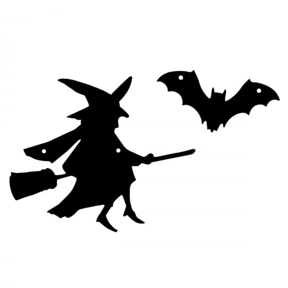 Enfeite Varal Bruxa e Morcego Halloween