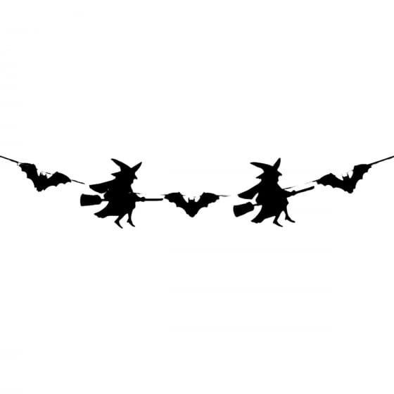 Enfeite Varal Bruxa e Morcego Halloween