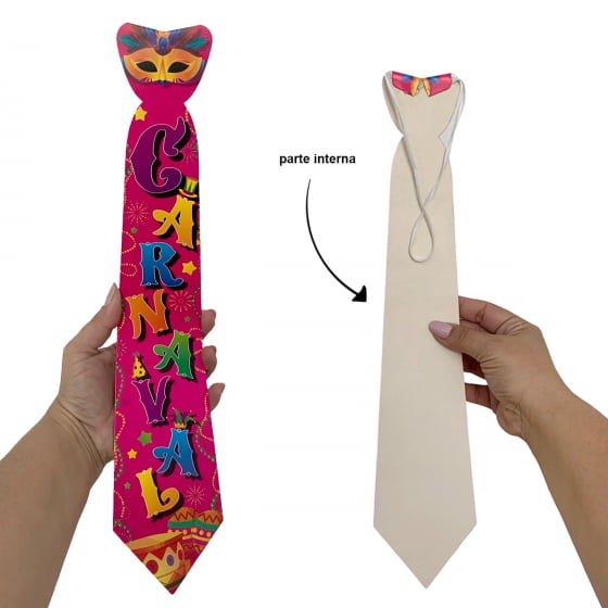 Gravata de Papel Cartonado Carnaval Colorida Pacote com 12 Unidades 