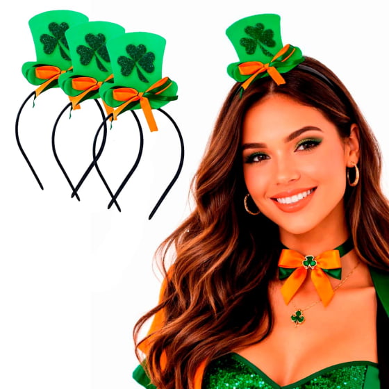 Kit 3 Tiaras Cartolinha Festa Decoração Saint Patrick´s Day