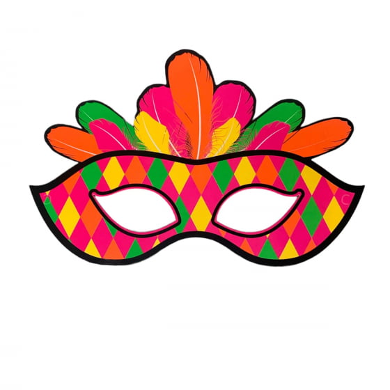 Máscara de Rosto Neon Carnaval Pacote com 10 Unidades