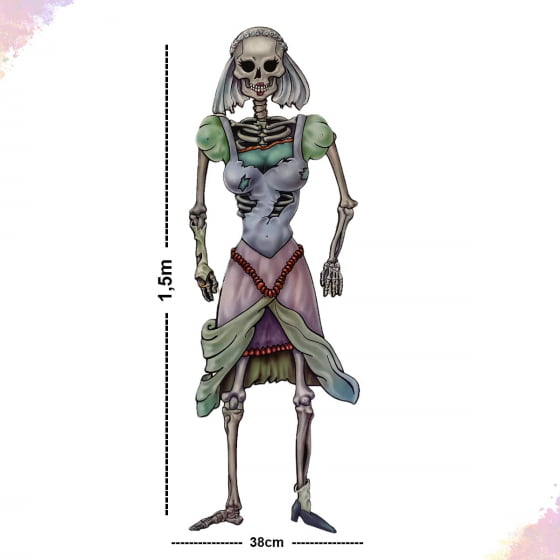 Painel Esqueleto Articulado Noiva Papel Articulado Halloween