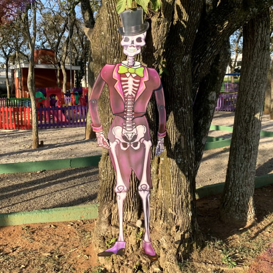 Painel Esqueleto Articulado Noivo Papel Cartonado Halloween
