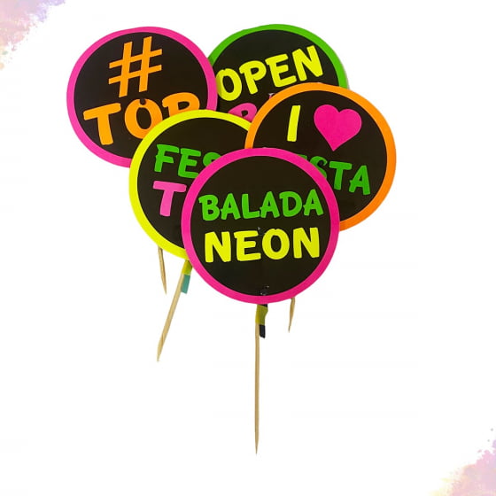 Palito I Love Festa Neon - 10 unidades