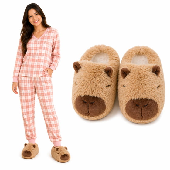 Pantufa de Pelúcia Capivara Adulto