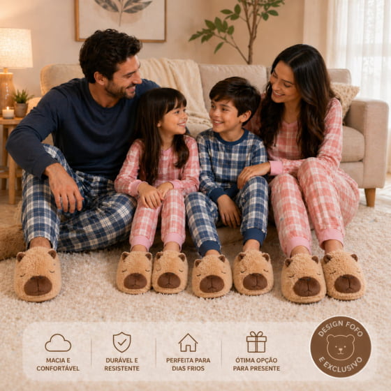 Pantufa de Pelúcia Capivara Adulto