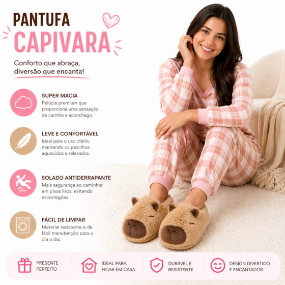Pantufa de Pelúcia Capivara Adulto