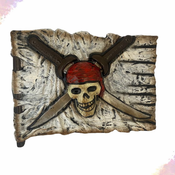 Placa Decorativa Bandeira de Pirata Caveira