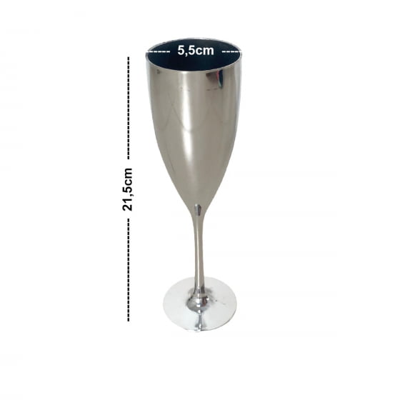 Taça de Champagne Metalizada Prata 180 ml