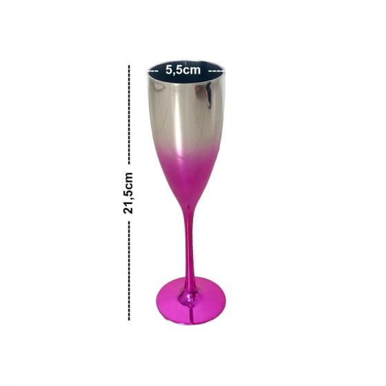 Taça Champagne Metalizada Degradê Rosa  180 ml 