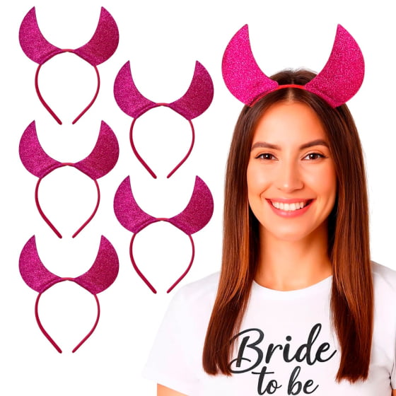 Tiara Diabinha Pink Despedida de Solteira Bride To Be - 5 unidades