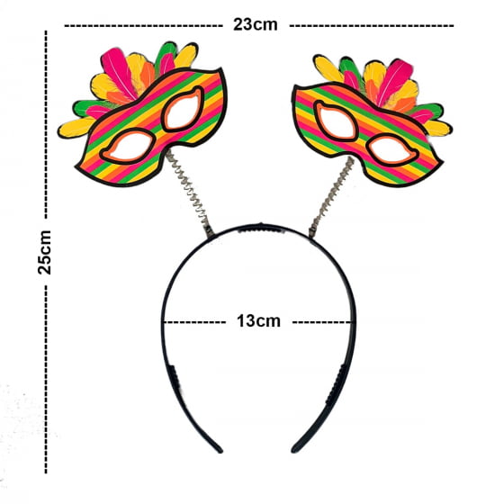 Tiara Máscara de Carnaval Neon Pacote com 10 Unidades