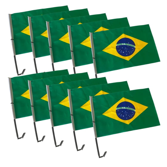 Bandeira do Brasil Tecido com Haste para Carro 45x30 cm