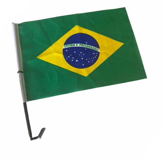 Bandeira do Brasil Tecido com Haste para Carro 45x30 cm