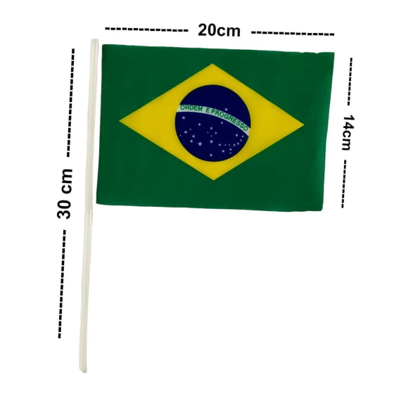 Bandeirinha Brasil Tecido 14 x 20 com cabo 