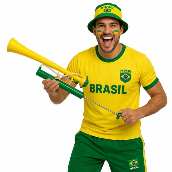 Buzina Corneta Verde e Amarela Mega Barulhenta