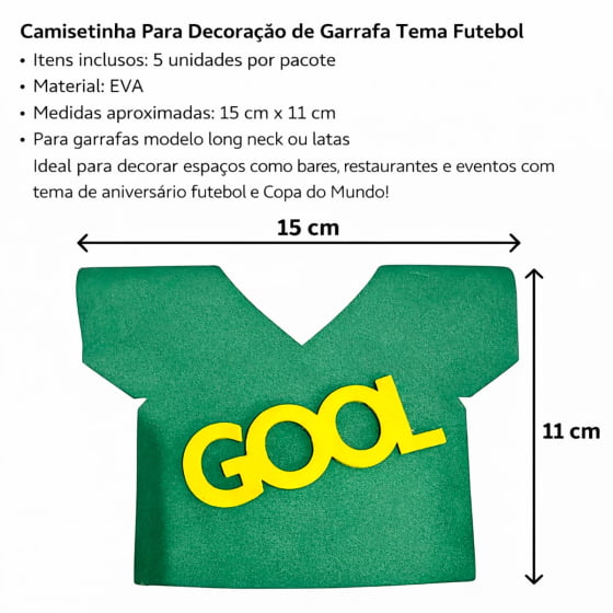 Camisetinha para Garrafa Long Neck ou Lata - 5 unidades