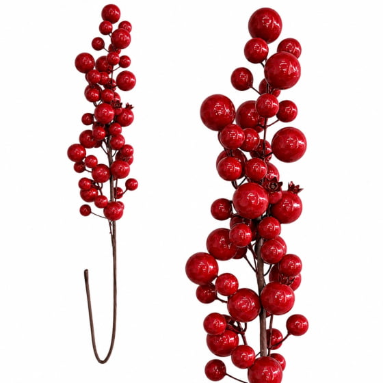 Enfeite Decorativo Galho com Cerejas e Mini Romas