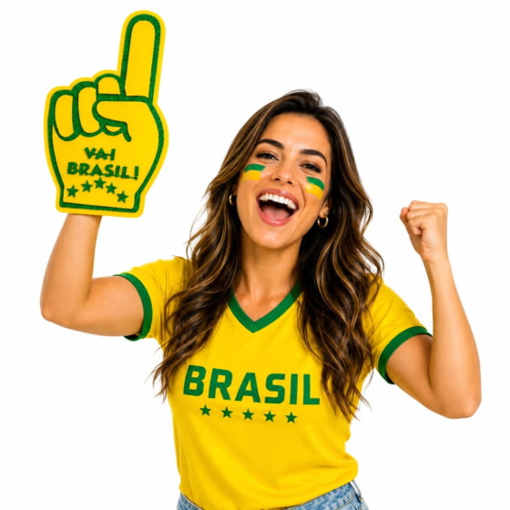 Mãozinha Divertida em EVA Número 1 Brasil Verde e Amarelo