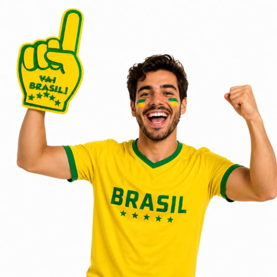 Mãozinha Divertida em EVA Número 1 Brasil Verde e Amarelo