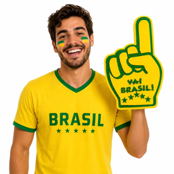 Mãozinha Divertida em EVA Número 1 Brasil Verde e Amarelo