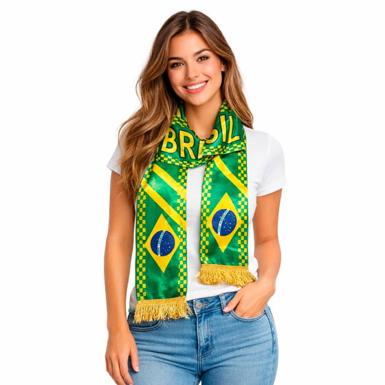 Lenço Cachecol Brasil Verde e Amarelo