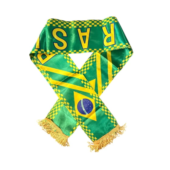 Lenço Cachecol Brasil Verde e Amarelo