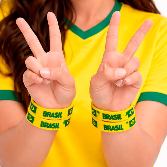 Pulseira Silicone Brasil com 2 unidades