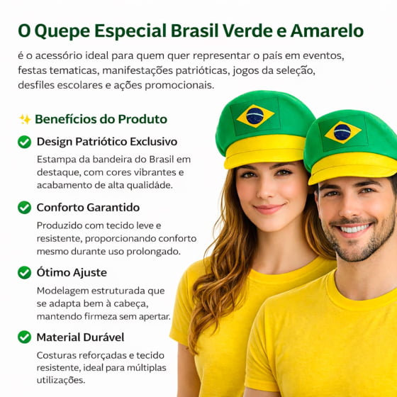 Quepe Especial Brasil Verde e Amarelo