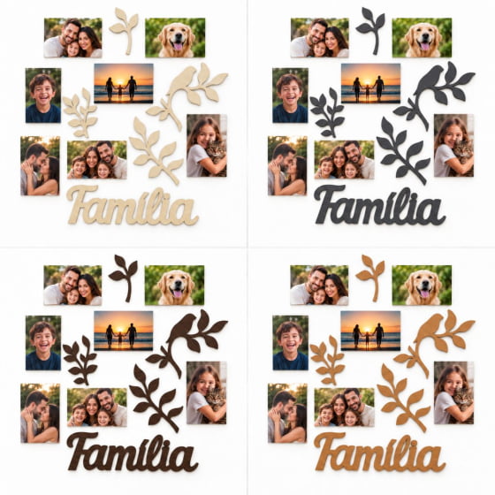 Porta Retrato Família Parede Mdf 7 Fotos 10x15 Decorativo