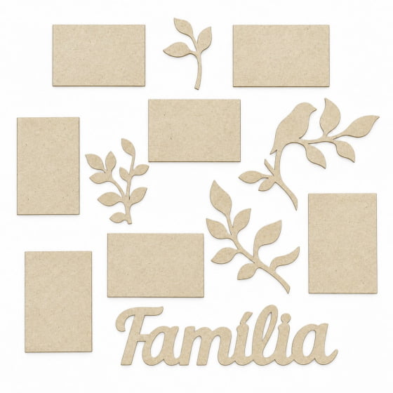 Porta-Retrato Família de Parede MDF para 7 Fotos 10x15